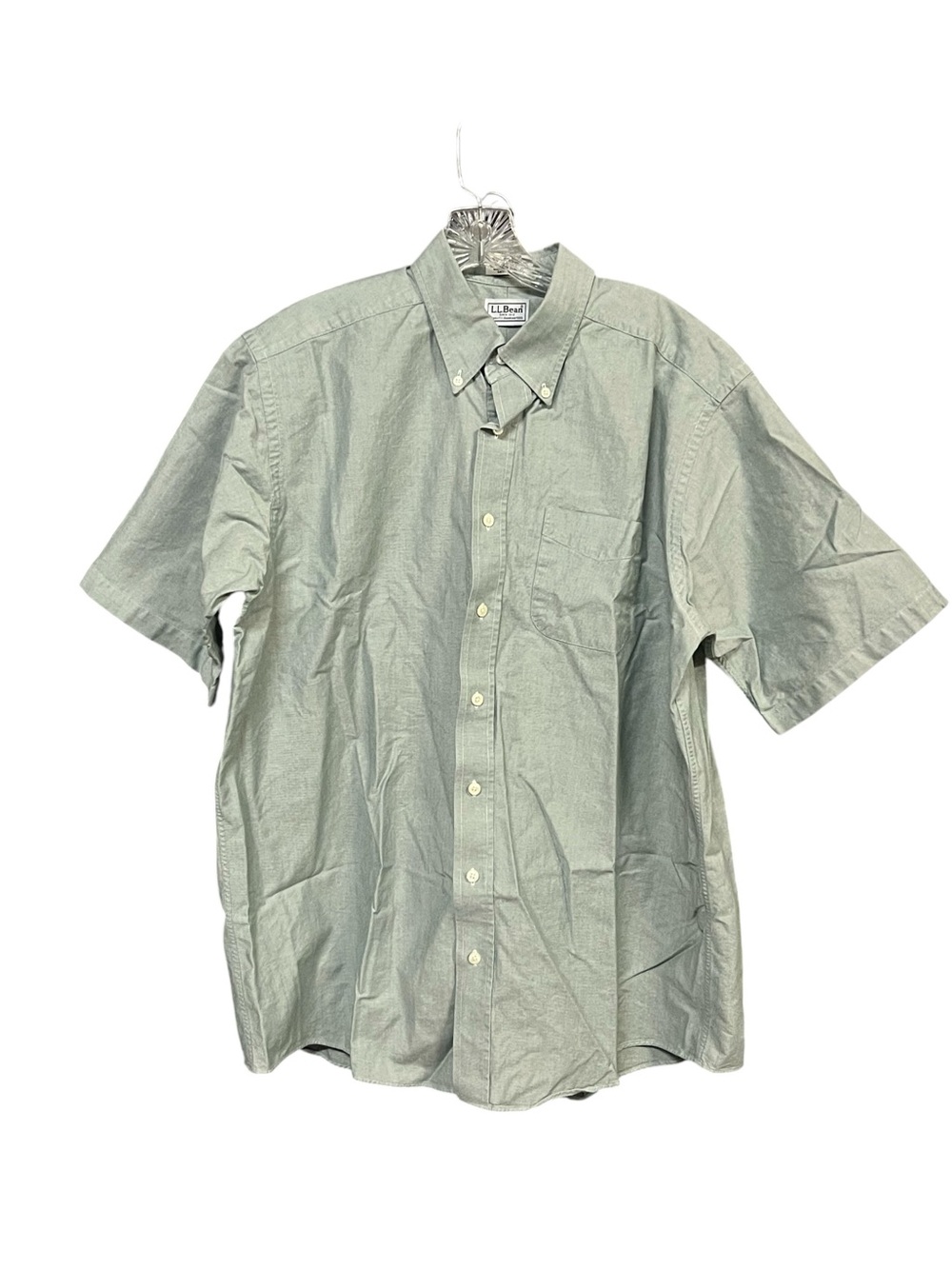 L.L.Bean Men’s Tall 17 Green Oxford Button Down Shirt Short Sleeve 100% Cotton